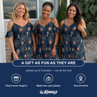 Friends in matching Women's Grim Gridwork Custom Face Off-Shoulder Dress — a group gift photo