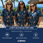 Friends in matching Women's Grim Gridwork Custom Face Hawaiian Shirt — a group gift photo