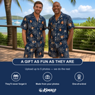 Friends in matching Men's Grim Gridwork Custom Face Shirt & Shorts Set — a group gift photo