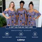 Friends in matching Women's Eerie Eyries Custom Face Off-Shoulder Dress — a group gift photo