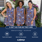 Friends in matching Women's Eerie Eyries Custom Face V-Neck Dress — a group gift photo