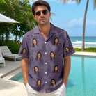 Real-life photo of someone wearing Men's Eerie Eyries Custom Face Hawaiian Shirt — custom faces printed all-over