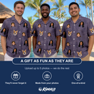 Friends in matching Men's Eerie Eyries Custom Face Hawaiian Shirt — a group gift photo