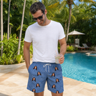 Real-life photo of someone wearing Men's Porchlight Punks Custom Face Beach Shorts — custom faces printed all-over