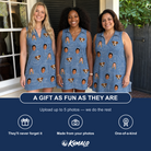 Friends in matching Women's Porchlight Punks Custom Face V-Neck Dress — a group gift photo
