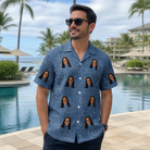 Real-life photo of someone wearing Men's Porchlight Punks Custom Face Hawaiian Shirt — custom faces printed all-over