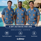 Friends in matching Men's Porchlight Punks Custom Face Hawaiian Shirt — a group gift photo