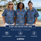Friends in matching Women's Porchlight Punks Custom Face Hawaiian Shirt — a group gift photo
