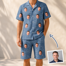 Man wearing Men's Porchlight Punks Custom Face Shirt & Shorts Set — custom faces printed all-over
