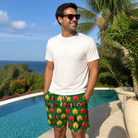 Real-life photo of someone wearing Men's Ringing Revelry Custom Face Beach Shorts — custom faces printed all-over
