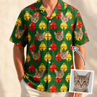 Man wearing Men's Ringing Revelry Custom Cat Face Hawaiian Shirt — custom faces printed all-over