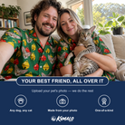 Friends in matching Men's Ringing Revelry Custom Cat Face Hawaiian Shirt — a group gift photo