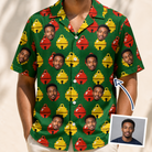 Man wearing Men's Ringing Revelry Custom Face Hawaiian Shirt — custom faces printed all-over