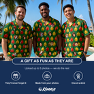 Friends in matching Men's Ringing Revelry Custom Face Hawaiian Shirt — a group gift photo