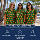 Friends in matching Women's Ringing Revelry Custom Face Hawaiian Shirt — a group gift photo
