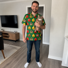 Full-length photo with the pet printed all over this Men's Ringing Revelry Custom Cat Face Polo Shirt