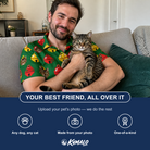 Friends in matching Men's Ringing Revelry Custom Cat Face Polo Shirt — a group gift photo