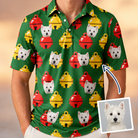 Man wearing Men's Ringing Revelry Custom Dog Face Polo Shirt — custom faces printed all-over