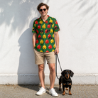 Full-length photo with the pet printed all over this Men's Ringing Revelry Custom Dog Face Polo Shirt
