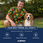 Friends in matching Men's Ringing Revelry Custom Dog Face Polo Shirt — a group gift photo