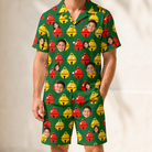 Model wearing Men's Ringing Revelry Custom Face Shirt & Shorts Set printed with kids' faces