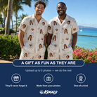 Friends in matching Men's Santa Satchels Custom Face Shirt & Shorts Set — a group gift photo