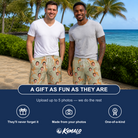 Friends in matching Men's Hoof Hootenanny Custom Face Beach Shorts — a group gift photo