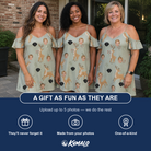 Friends in matching Women's Hoof Hootenanny Custom Face Off-Shoulder Dress — a group gift photo