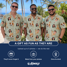 Friends in matching Men's Hoof Hootenanny Custom Face Hawaiian Shirt — a group gift photo