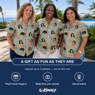 Friends in matching Women's Hoof Hootenanny Custom Face Hawaiian Shirt — a group gift photo