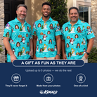 Friends in matching Men's Button Blizzard Custom Face Polo Shirt — a group gift photo