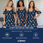 Friends in matching Women's December Dangles Custom Face Off-Shoulder Dress — a group gift photo