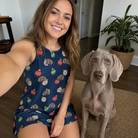 Selfie with the pet whose face is printed all over this Women's December Dangles Custom Dog Face Tank Dress