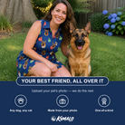 Friends in matching Women's December Dangles Custom Dog Face V-Neck Dress — a group gift photo