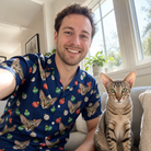 Selfie with the pet whose face is printed all over this Men's December Dangles Custom Cat Face Hawaiian Shirt
