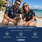 Friends in matching Men's December Dangles Custom Dog Face Hawaiian Shirt — a group gift photo