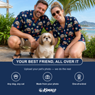 Friends in matching Women's December Dangles Custom Dog Face Hawaiian Shirt — a group gift photo