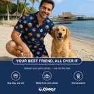 Friends in matching Men's December Dangles Custom Dog Face Shirt & Shorts Set — a group gift photo