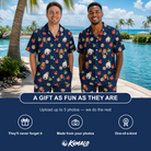Friends in matching Men's December Dangles Custom Face Shirt & Shorts Set — a group gift photo