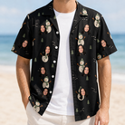 Man wearing Men's Carrot Crooners Custom Face Hawaiian Shirt open over a white tee