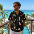 Real-life photo of someone wearing Men's Carrot Crooners Custom Face Hawaiian Shirt — custom faces printed all-over