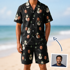 Man wearing Men's Carrot Crooners Custom Face Shirt & Shorts Set — custom faces printed all-over