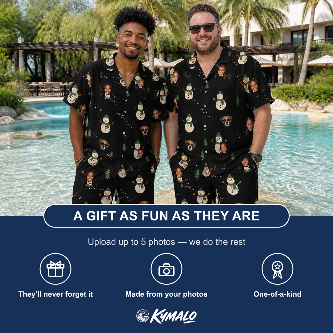 Friends in matching Men's Carrot Crooners Custom Face Shirt & Shorts Set — a group gift photo