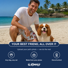 Friends in matching Men's Prancer Pranks Custom Dog Face Beach Shorts — a group gift photo
