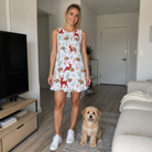 Full-length photo with the pet printed all over this Women's Prancer Pranks Custom Dog Face Tank Dress