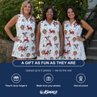 Friends in matching Women's Prancer Pranks Custom Face V-Neck Dress — a group gift photo