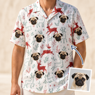 Man wearing Men's Prancer Pranks Custom Dog Face Hawaiian Shirt — custom faces printed all-over