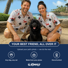 Friends in matching Men's Prancer Pranks Custom Dog Face Hawaiian Shirt — a group gift photo