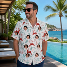 Real-life photo of someone wearing Men's Prancer Pranks Custom Face Hawaiian Shirt — custom faces printed all-over