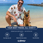 Friends in matching Men's Prancer Pranks Custom Dog Face Shirt & Shorts Set — a group gift photo